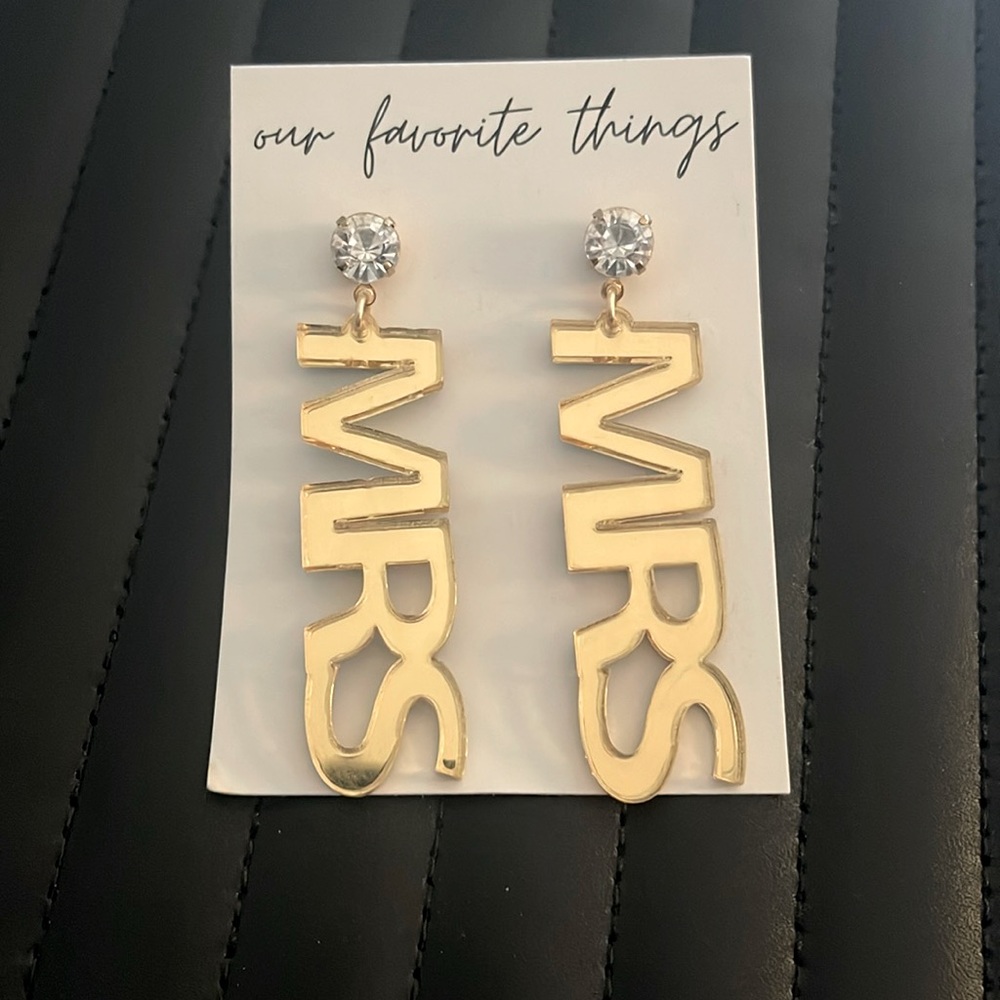 Brand new never worn gold & diamond Mrs. Earrings.